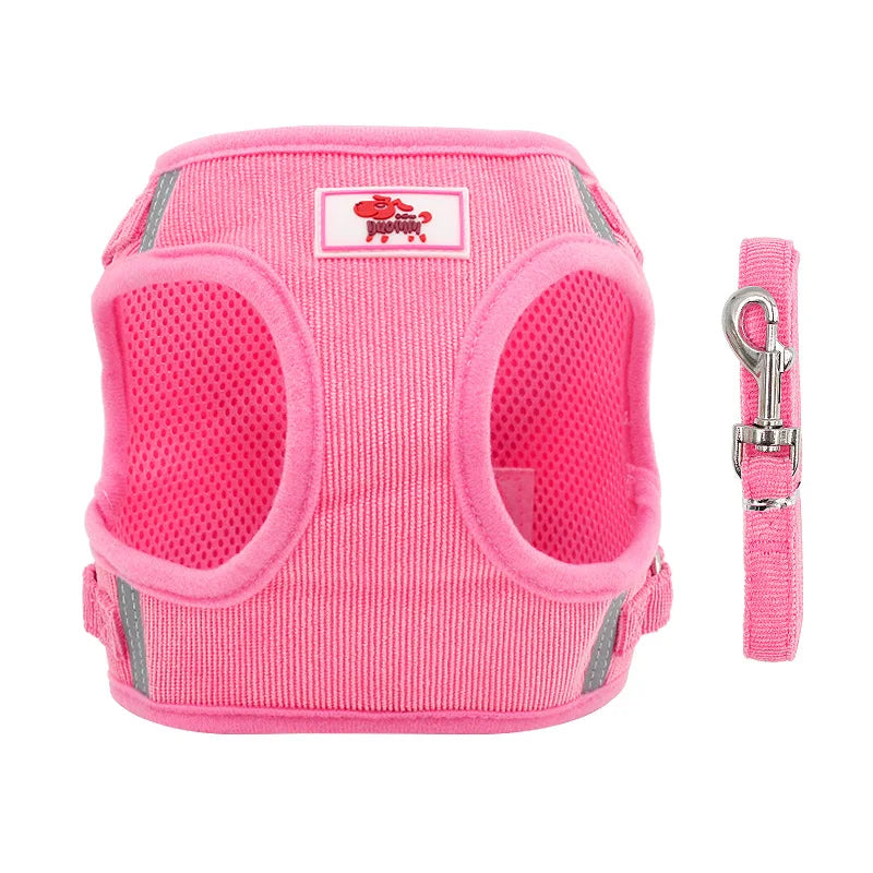 Corduroy Dog Harness/ Vest & Leash Set