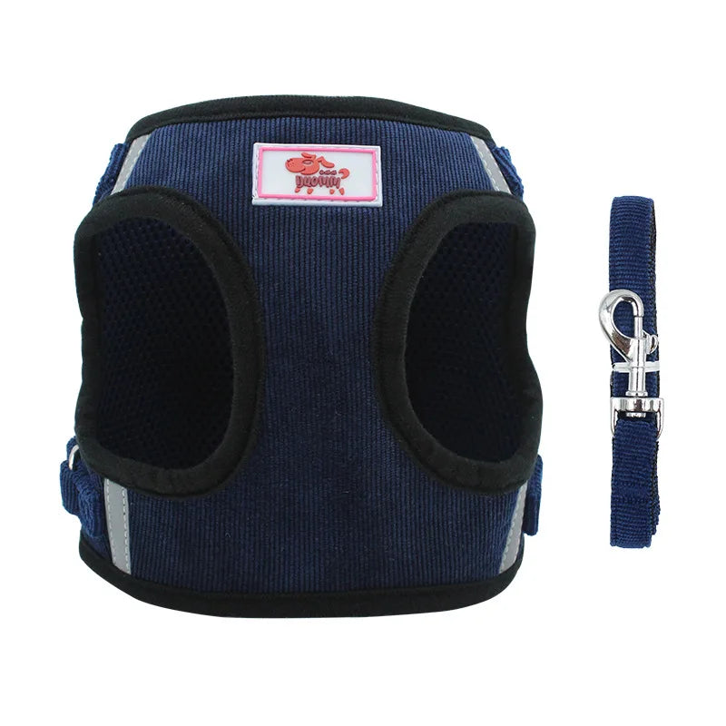 Corduroy Dog Harness/ Vest & Leash Set