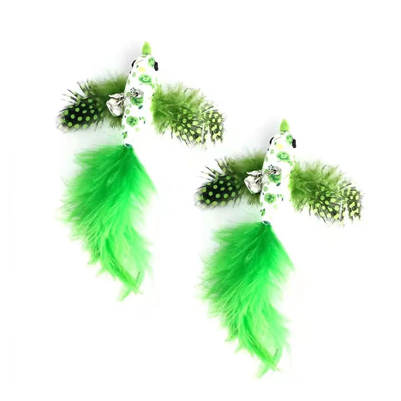 Feather Bird Cat Teaser Toy – Interactive Wand with Bell & Suction Base