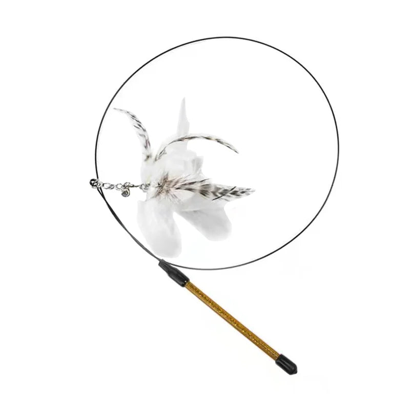 Feather Bird Cat Teaser Toy – Interactive Wand with Bell & Suction Base