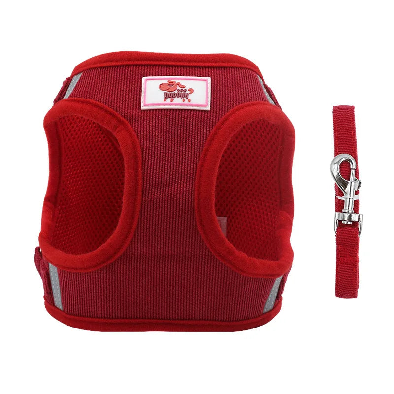 Corduroy Dog Harness/ Vest & Leash Set